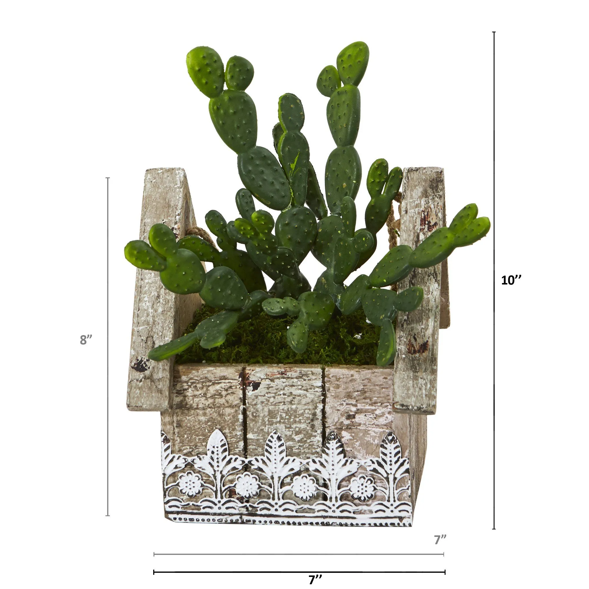 10” Cactus Succulent Artificial Plant in Hanging Floral Design House Planter