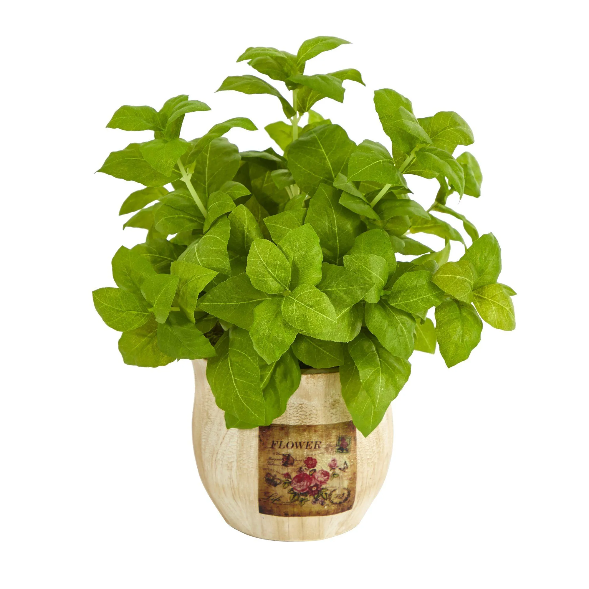 12” Basil Artificial Plant in Decorative Planter