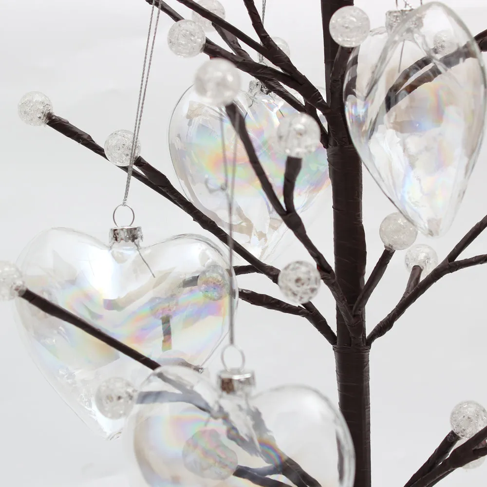 12 Pcs Heart Shape Glass Ornaments Christmas Hanging Decor Baubles