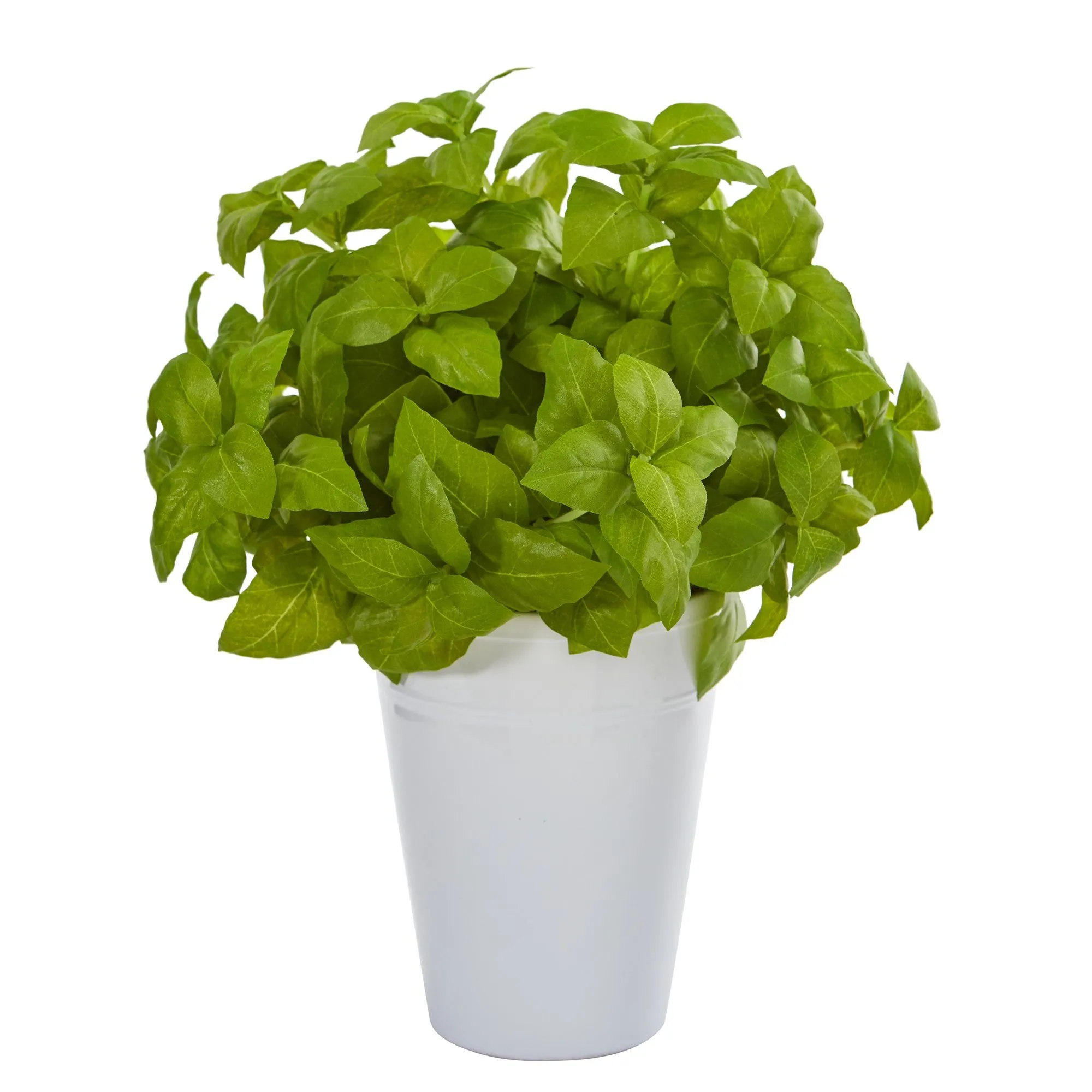 14” Basil Artificial Plant in White Planter