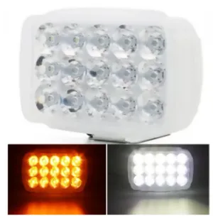 15led Motorcycle LED 12V Spot Head Light Working Lamp DRL White Yellow   flasher