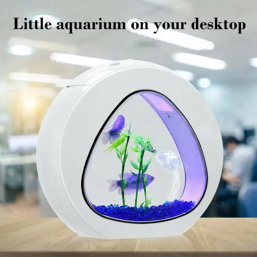 1Gallon Fish Aquarium Tank with Filter Air Pump-White