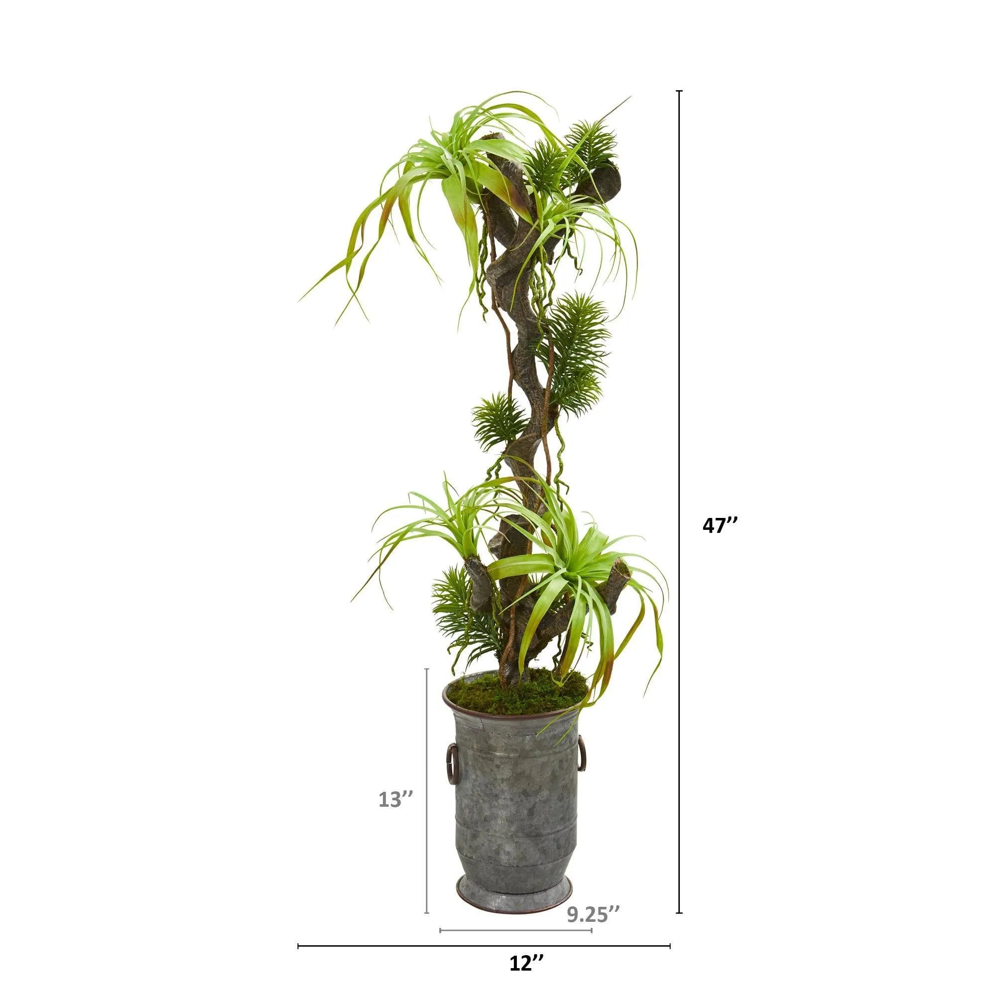 47” Tillandsia Artificial Plant in Vintage Metal Planter