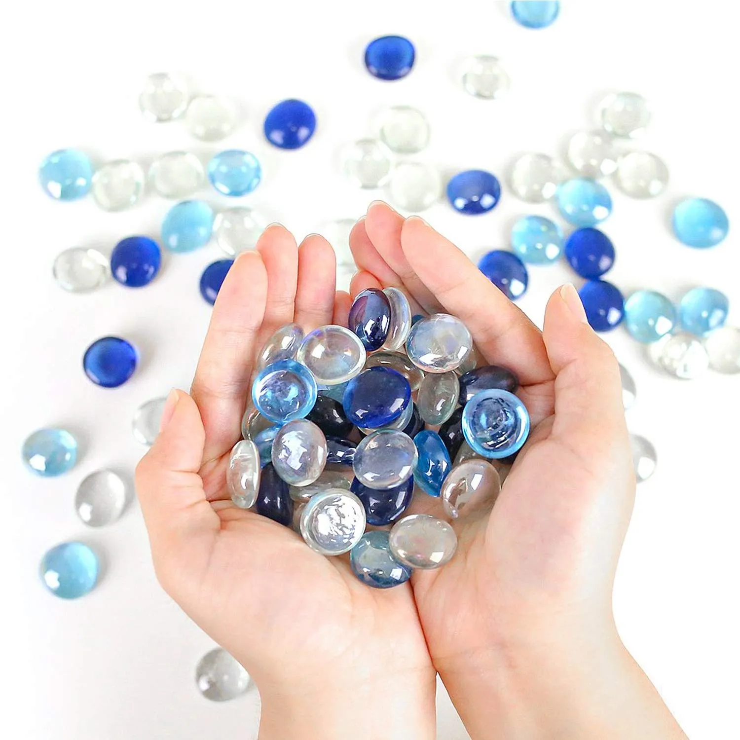 4980 Glass Gem Stone, Flat Round Marbles Pebbles for Vase Fillers, Attractive pebbles for Aquarium Fish Tank.