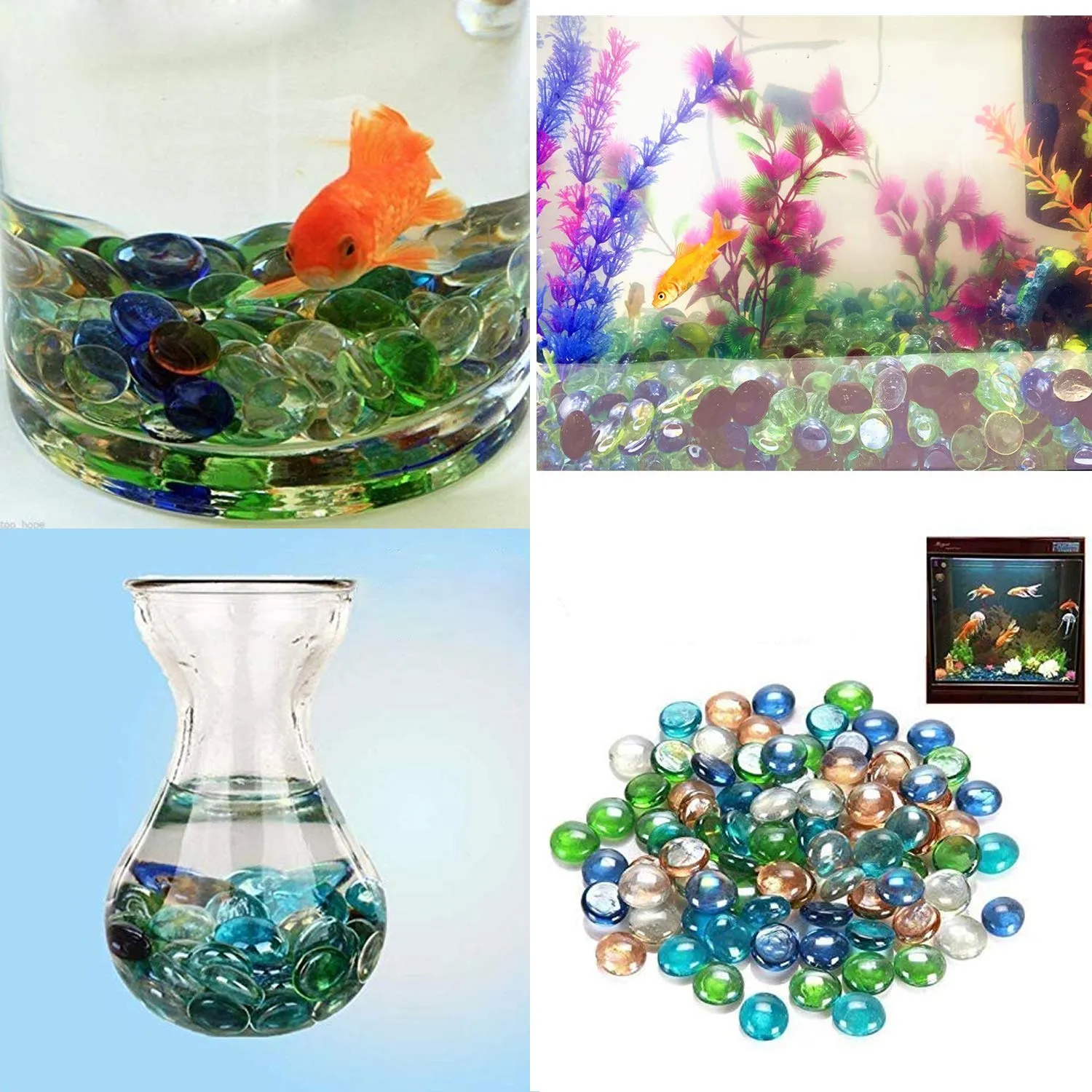 4980 Glass Gem Stone, Flat Round Marbles Pebbles for Vase Fillers, Attractive pebbles for Aquarium Fish Tank.