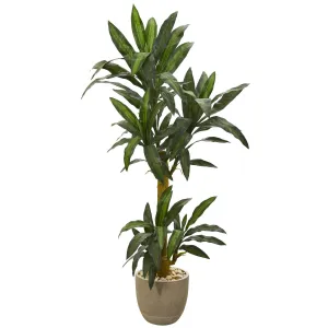 5’ Yucca Artificial Plant in Sandstone Planter