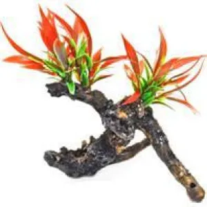 Aquatop Aquatic Supplies - Plant On Driftwood Resin Aquarium Ornament