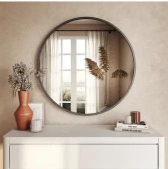 Bali Modern Round Wall Mirror Gray