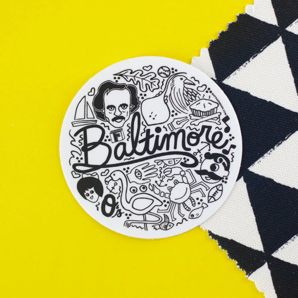 Baltimore sticker, Baltimore icons vinyl sticker, Charm City sticker