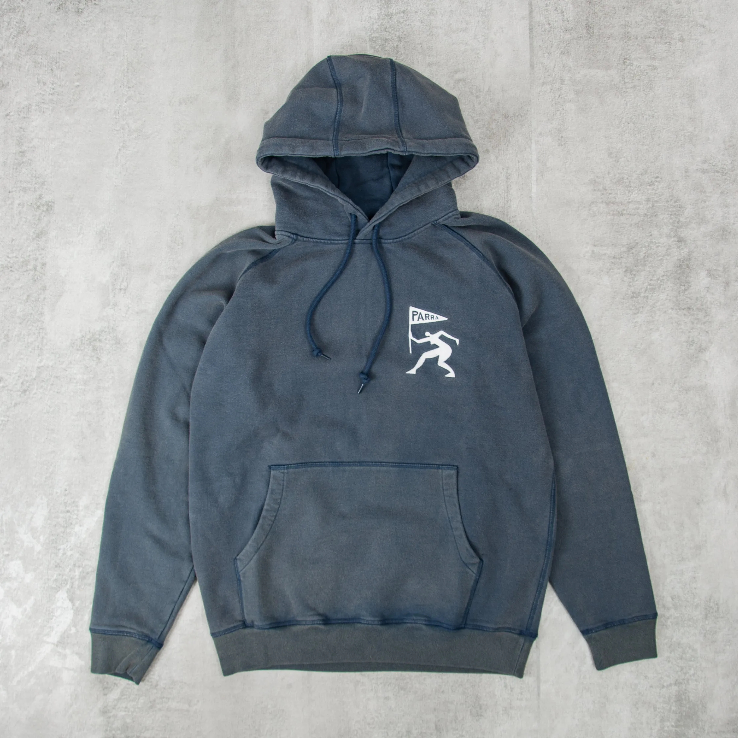 By Parra Neurotic Mini Flag Hood Sweat - Washed Blue