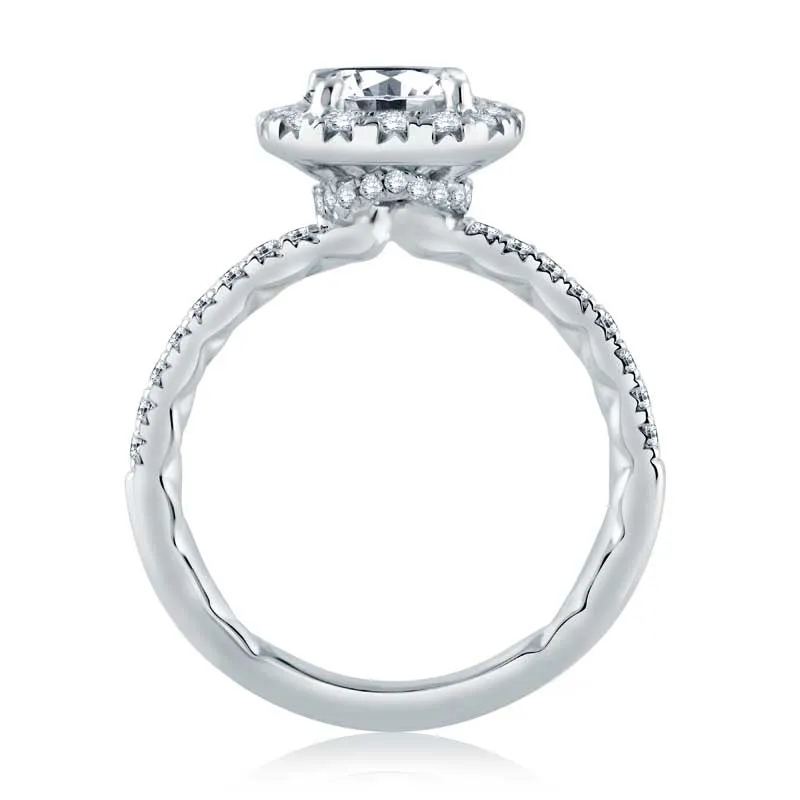 Cushion Diamond Halo Engagement Ring with Belted Gallery Detail