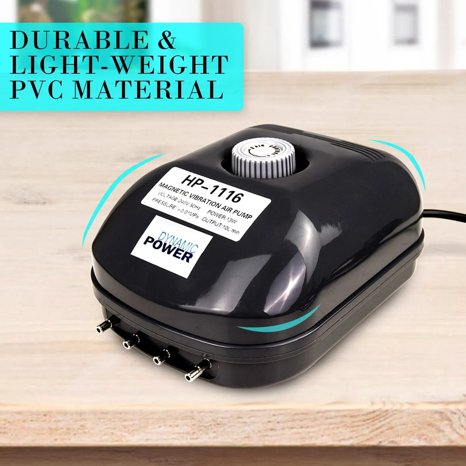 Efficient 4-Outlet Aquarium Air Pump 360L/H 13W - Dynamic Power