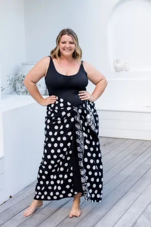 Extra Large Sarong - Polka Dot in Black & Bone