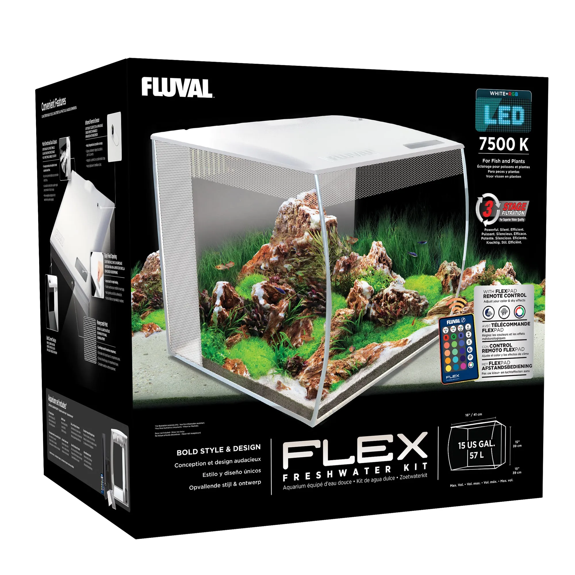 Fluval Flex 15 Aquarium Kit, White