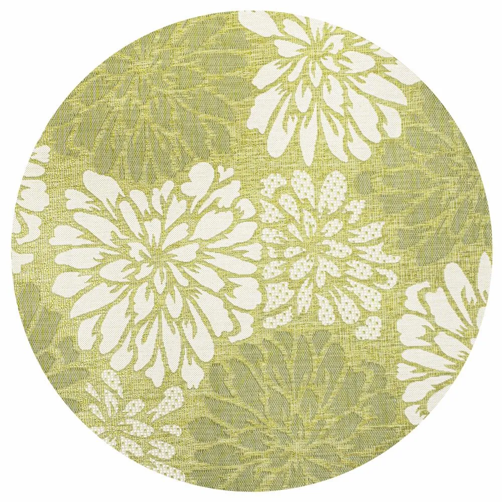 Garcia Modern Floral Textured Weave Indoor/outdoor Round Rug