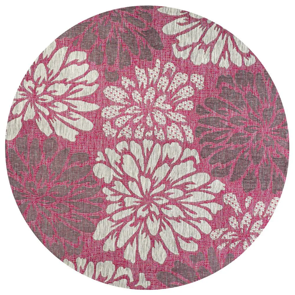 Garcia Modern Floral Textured Weave Indoor/outdoor Round Rug