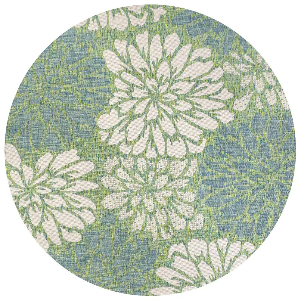 Garcia Modern Floral Textured Weave Indoor/outdoor Round Rug