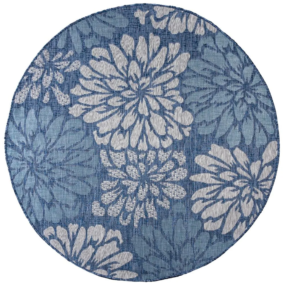 Garcia Modern Floral Textured Weave Indoor/outdoor Round Rug