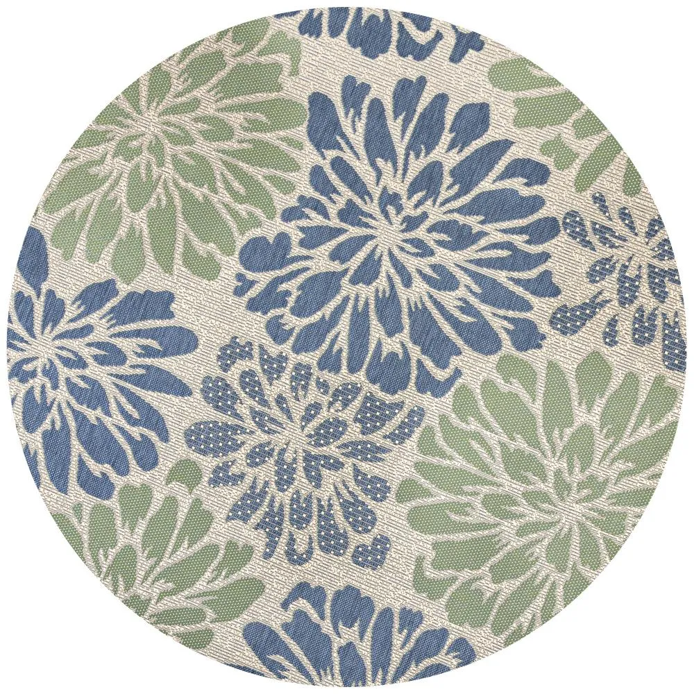 Garcia Modern Floral Textured Weave Indoor/outdoor Round Rug