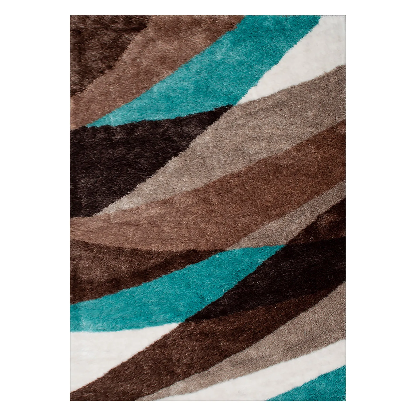 Geometric Modern Turquoise Waves Rug