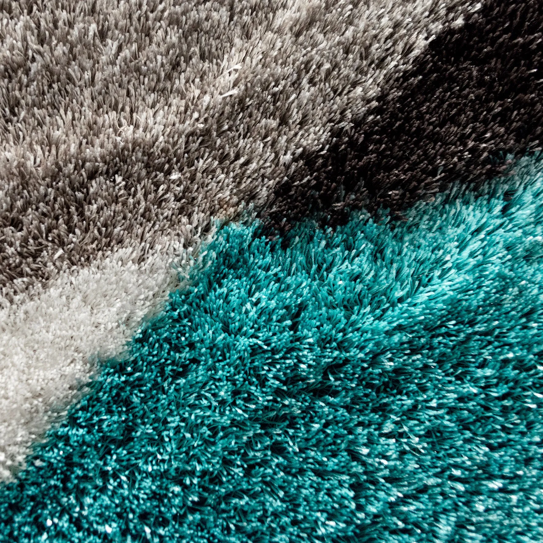 Geometric Modern Turquoise Waves Rug