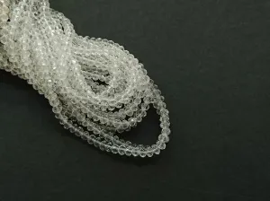 Glass beads, 3x3.5mm faceted rondelle, Transparent Clear (#01) | 玻璃珠, 3x3.5mm, 切面扁珠, 全透明 (#01)