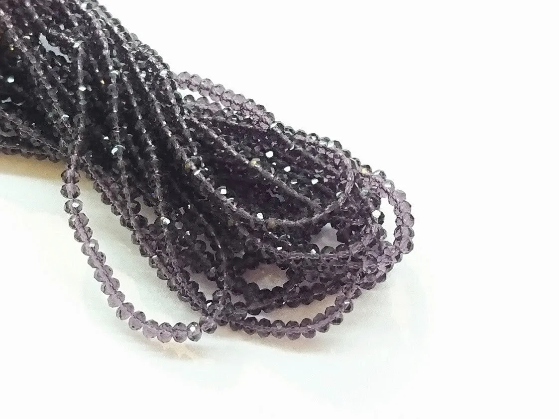 Glass beads, 3x3.5mm faceted rondelle, Transparent Dark Purple (#13) | 玻璃珠, 3x3.5mm, 切面扁珠, 透明深紫色 (#13)