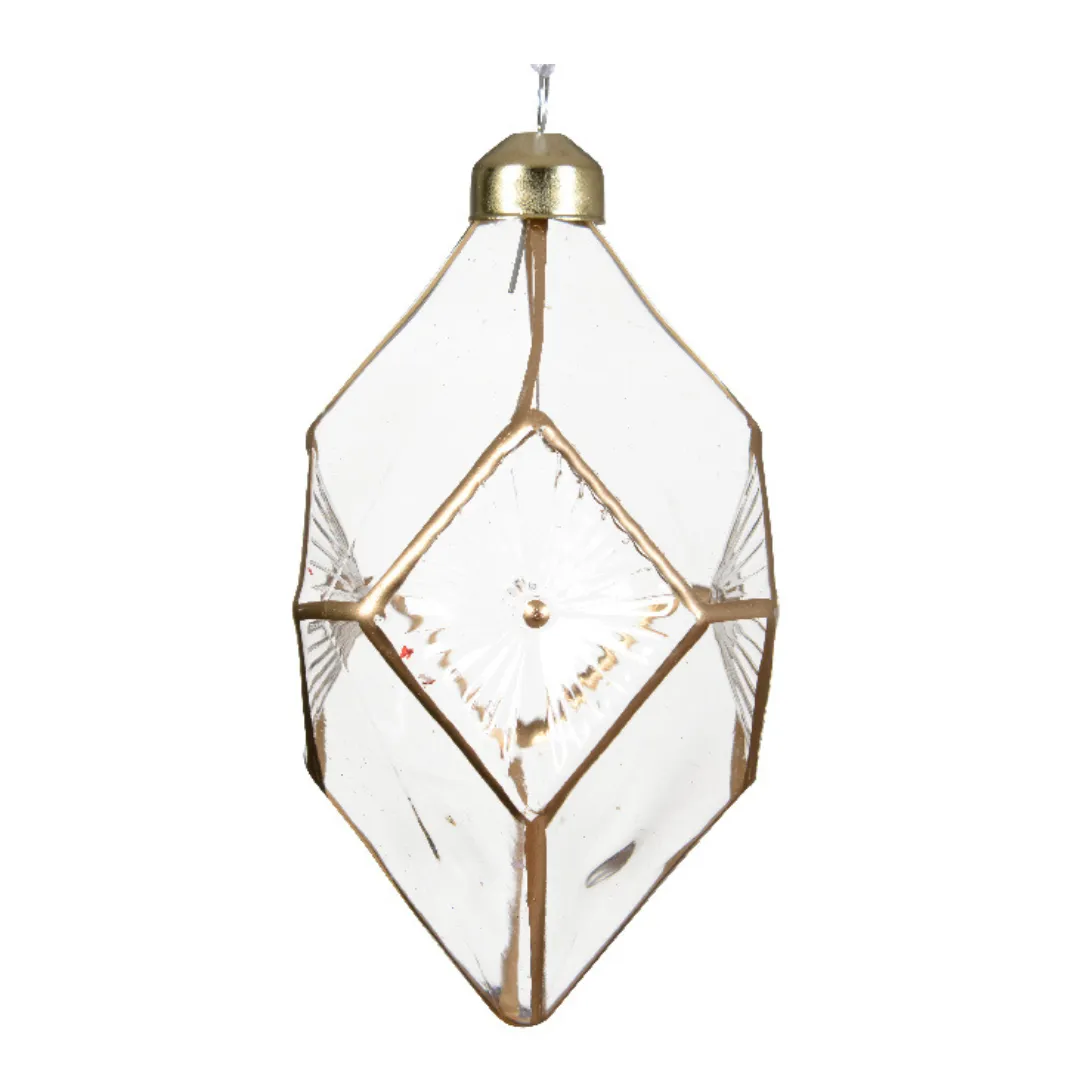 Glass ornament hanging dec with gold line detail (3 Styles)