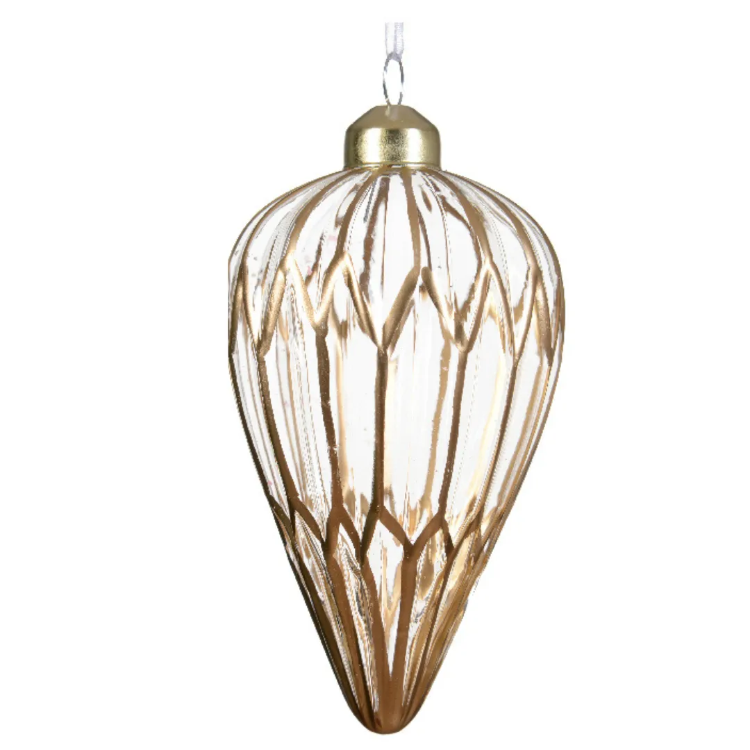 Glass ornament hanging dec with gold line detail (3 Styles)