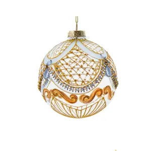 Gold Jewelled Clear Glass Ball Ornament