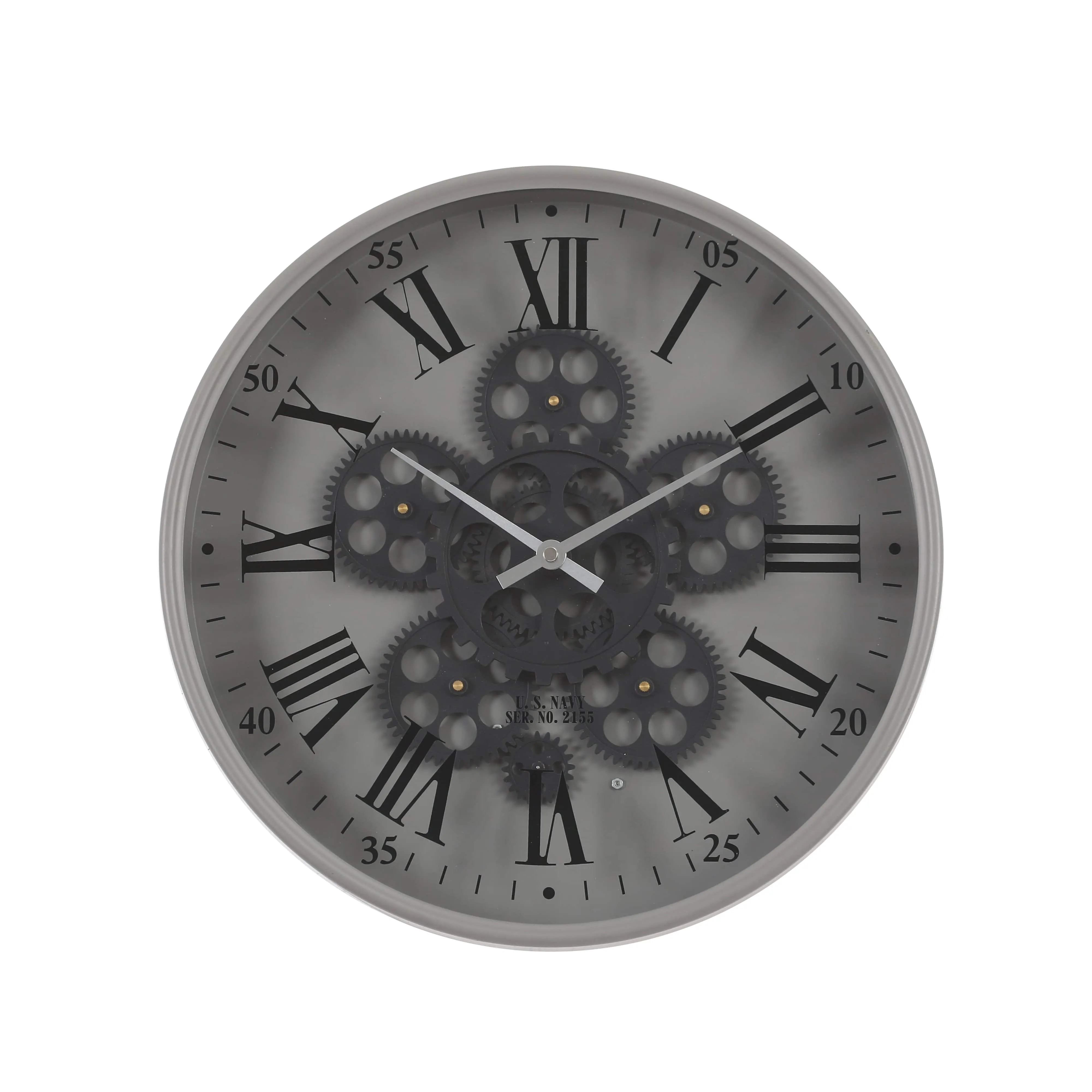 Hamilton D36cm Round Modern Navy moving cogs wall clock - Grey