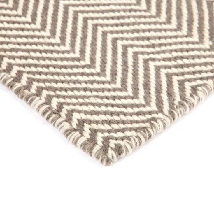 Herringbone Ash Grey Indoor Outdoor Large Rug