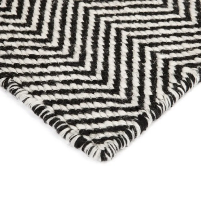 Herringbone Multipurpose Black Indoor Outdoor Large Rug