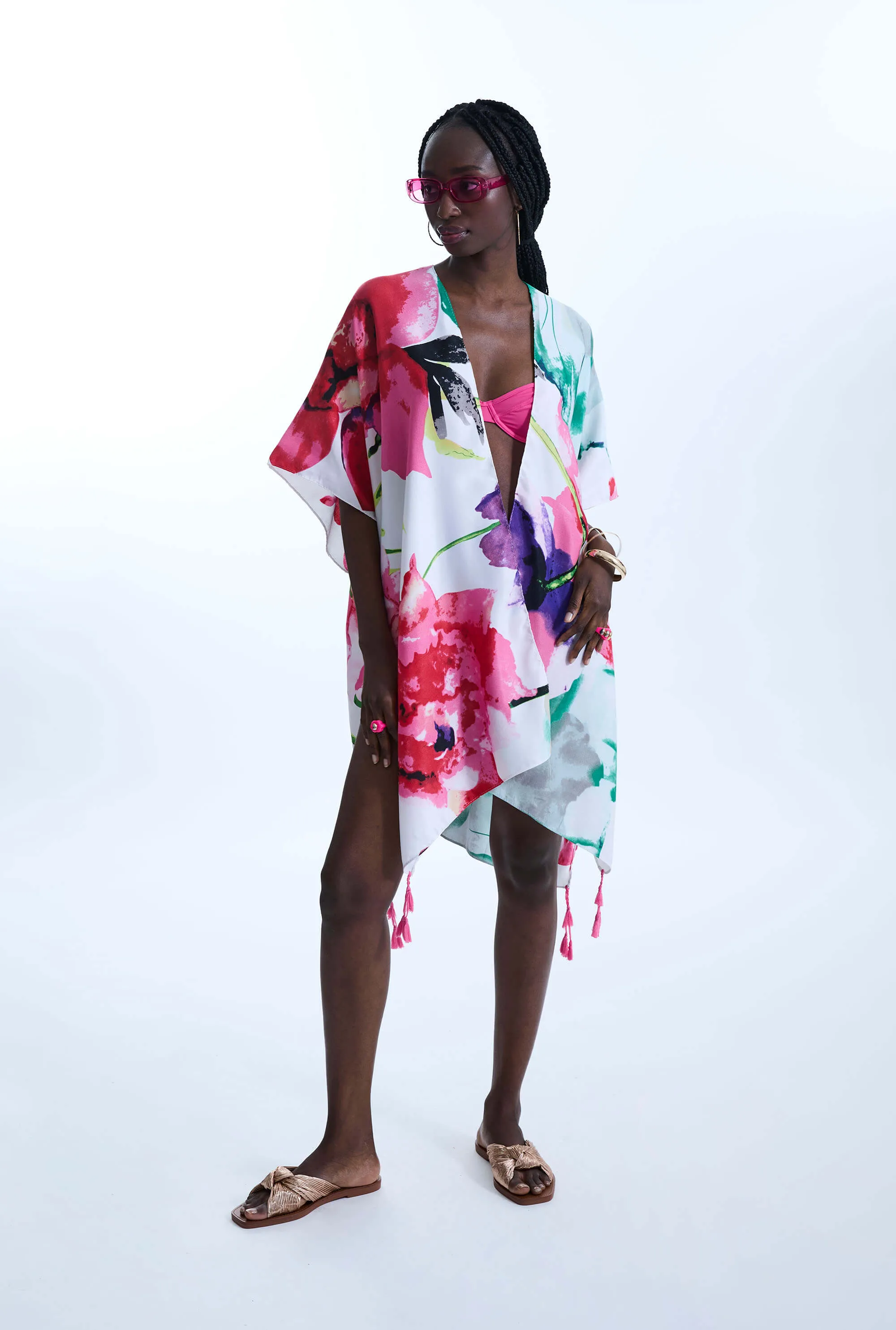 Large Flower Print Kaftan