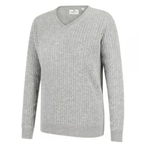 Lauder Ladies Cable Pullover - Grey by Hoggs of Fife