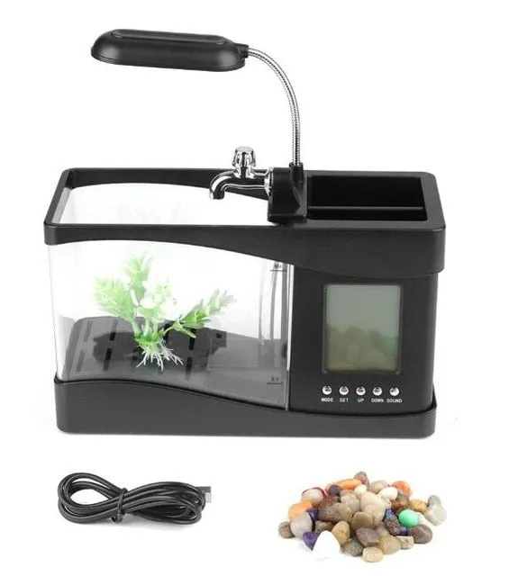 LCD Clock Mini Fish Tank Aquarium