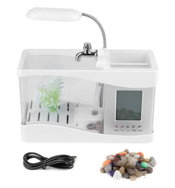 LCD Clock Mini Fish Tank Aquarium