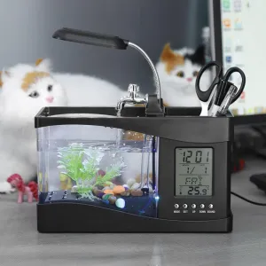 LCD Clock Mini Fish Tank Aquarium