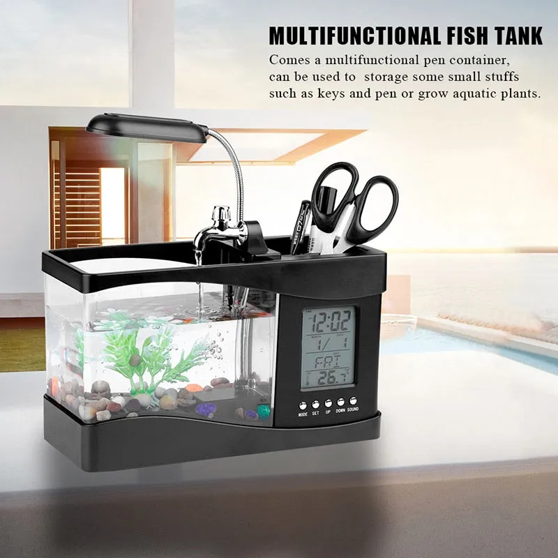 LCD Clock Mini Fish Tank Aquarium