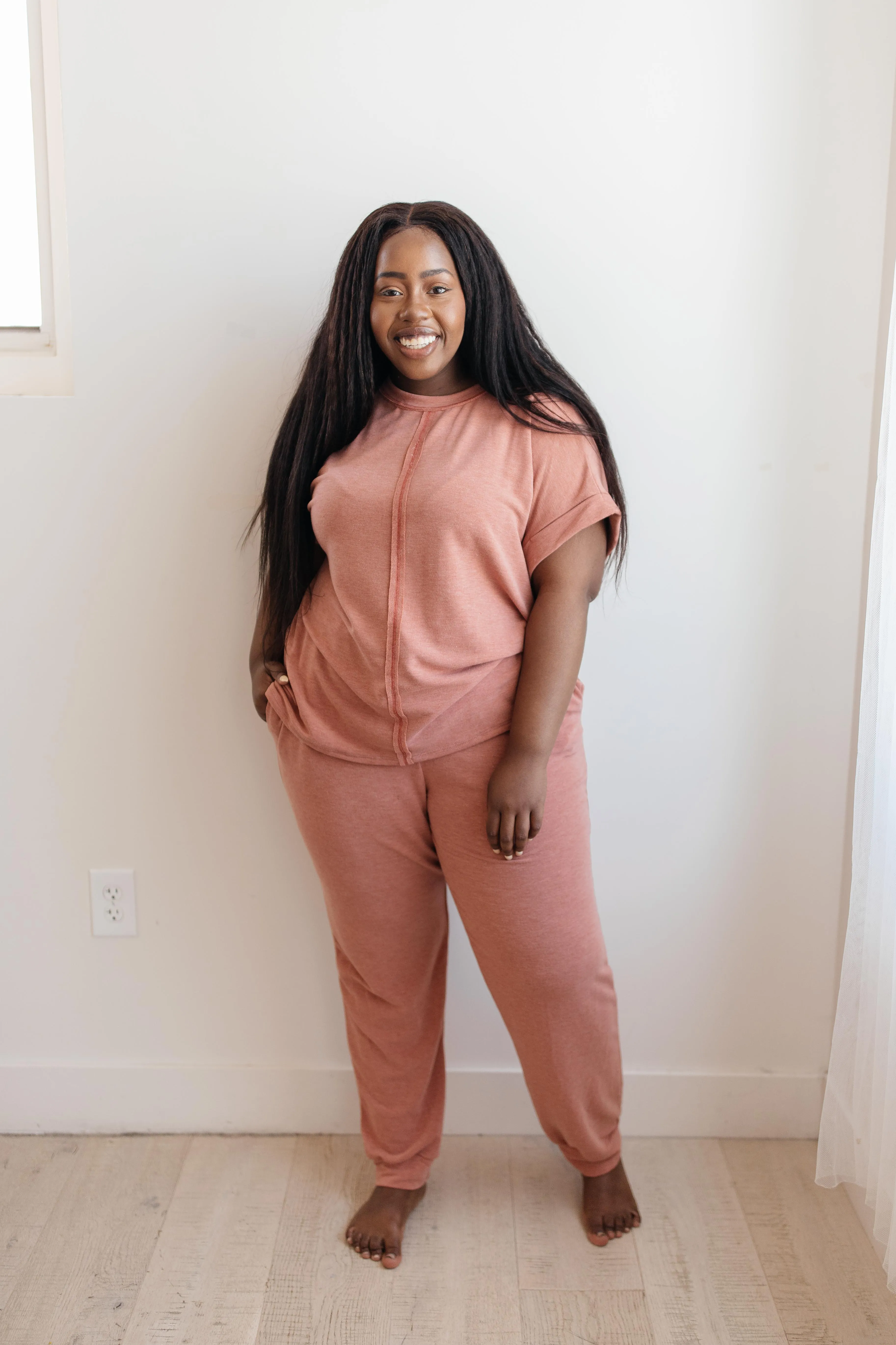 Luxurious Loungewear Top In Terracotta