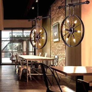 Luxury Wheel Loft Style Vintage Hanging Light Lamps