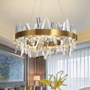 Modern Led Chandelier For Living Room Dining Room Bedroom Round Lighting Steepless Dimming Crystal Lamps