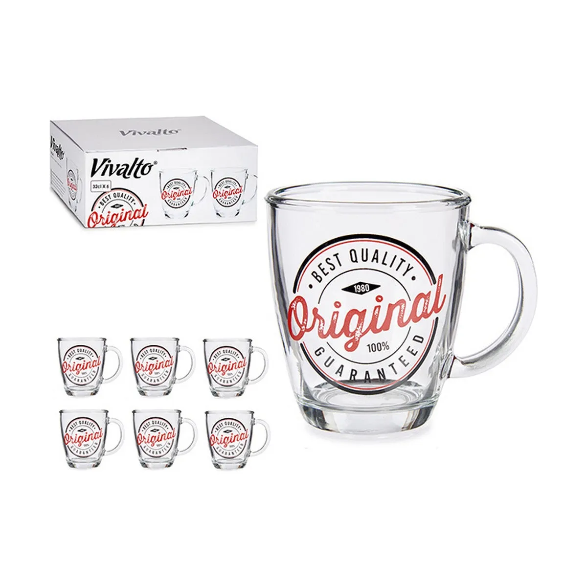 Mug Original Transparent Glass (320 ml) (6 Units)