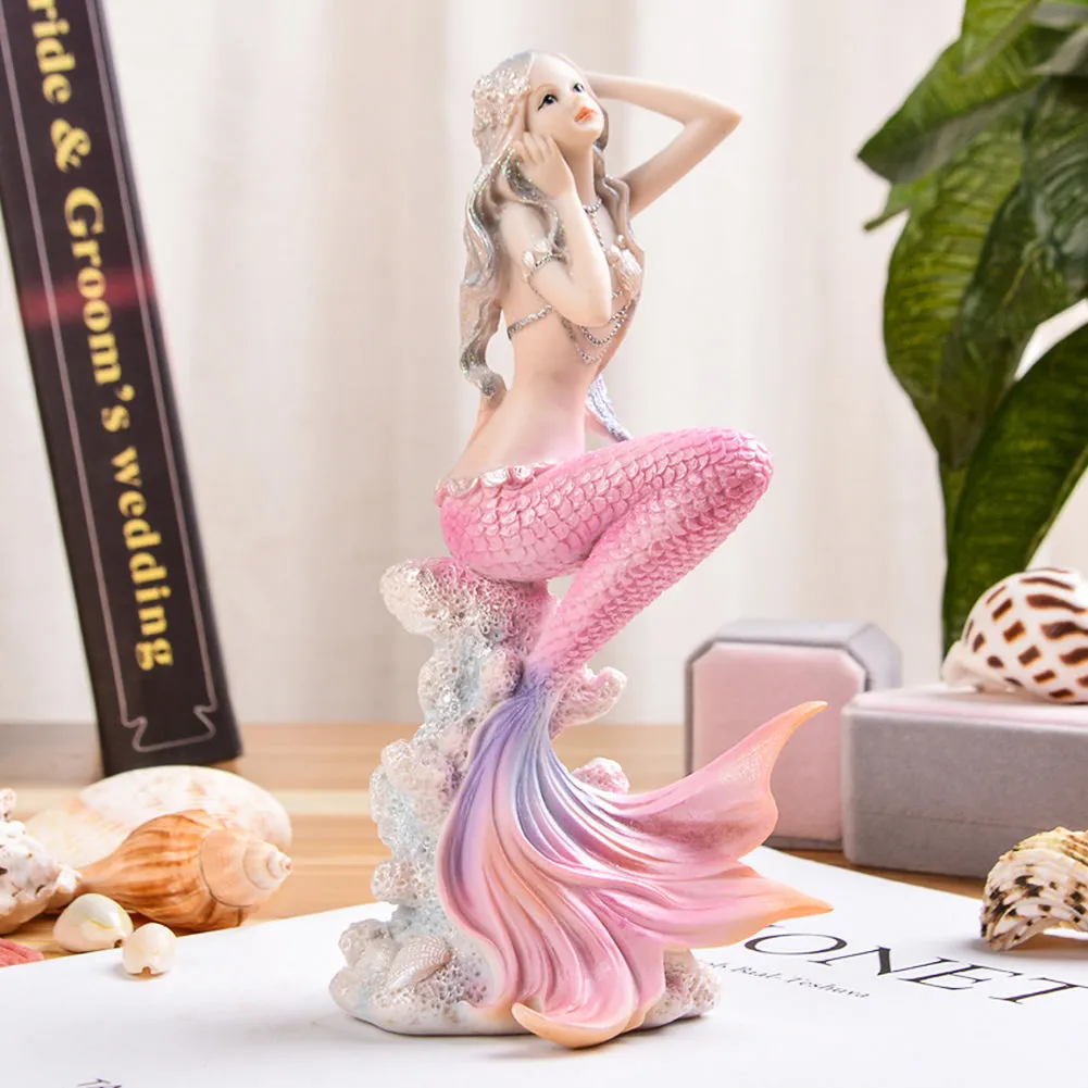 OMEM Aquarium Ornament Home Decor Cute Little Mermaid Aquarium Beautification Living Room Ornament Accessories