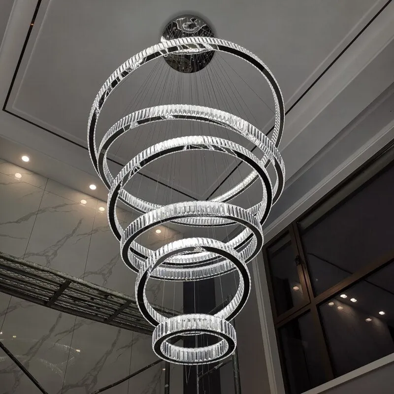 Rings Modern Led Chandelier For Living Room Luxury Staircase Modern Crystal Light Fixture Hall