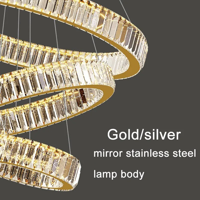 Rings Modern Led Chandelier For Living Room Luxury Staircase Modern Crystal Light Fixture Hall