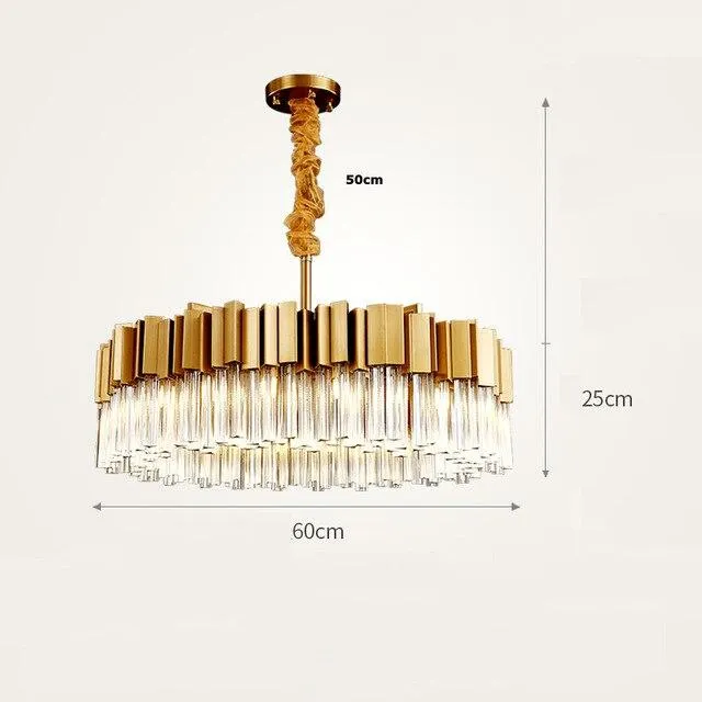 Round Gold and Crystal LED Semi Flush Mount