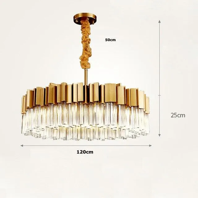 Round Gold and Crystal LED Semi Flush Mount