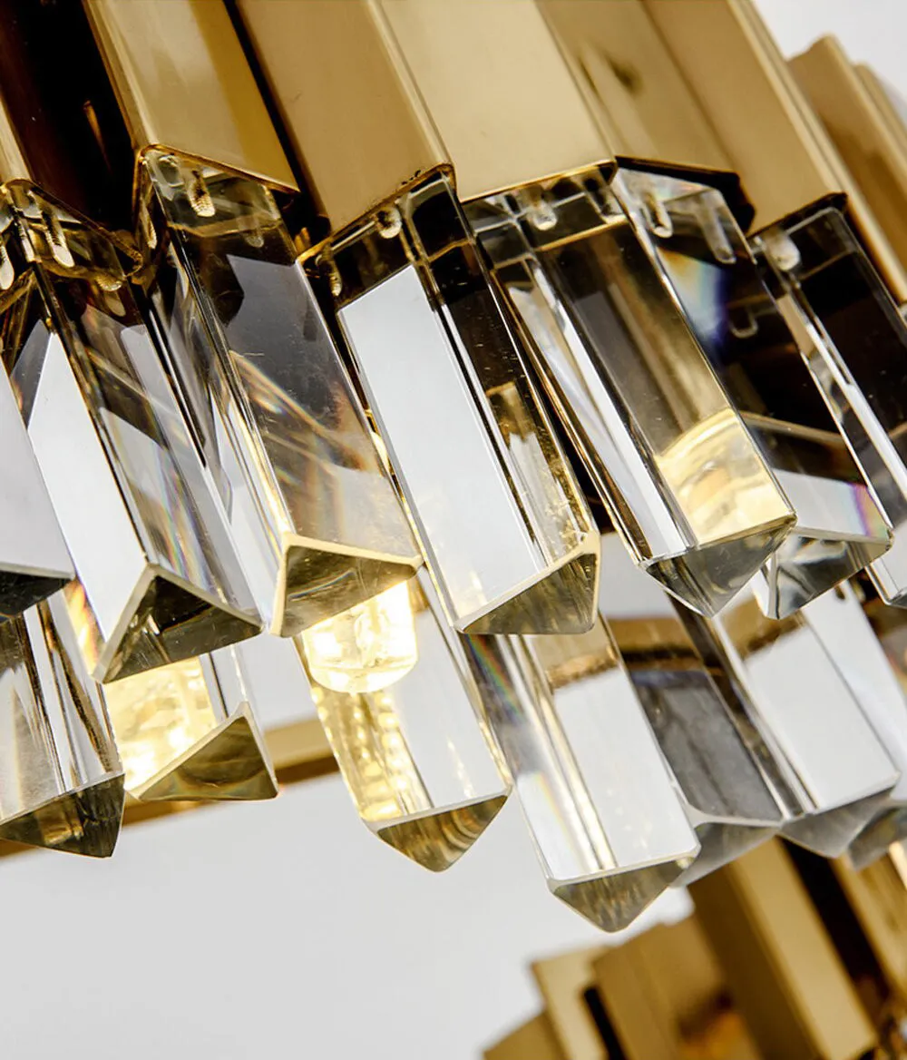 Round Gold and Crystal LED Semi Flush Mount