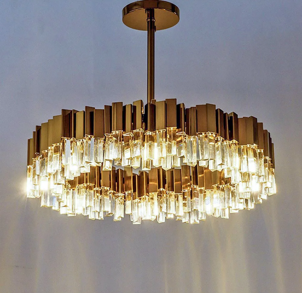 Round Gold and Crystal LED Semi Flush Mount